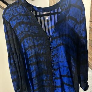 Parker Blue and Black Striped Blouse